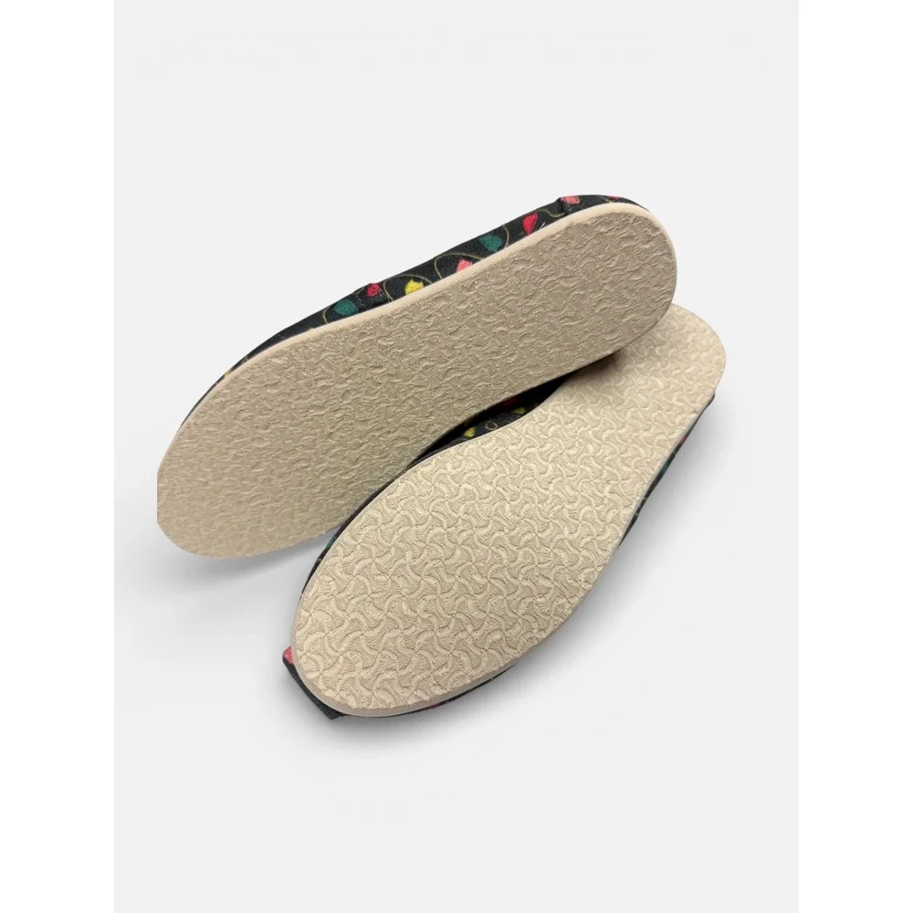 TOMS‎ Belmont  7.5 Forged Iron Tree Lights Print Christmas Slip On Flats NEW